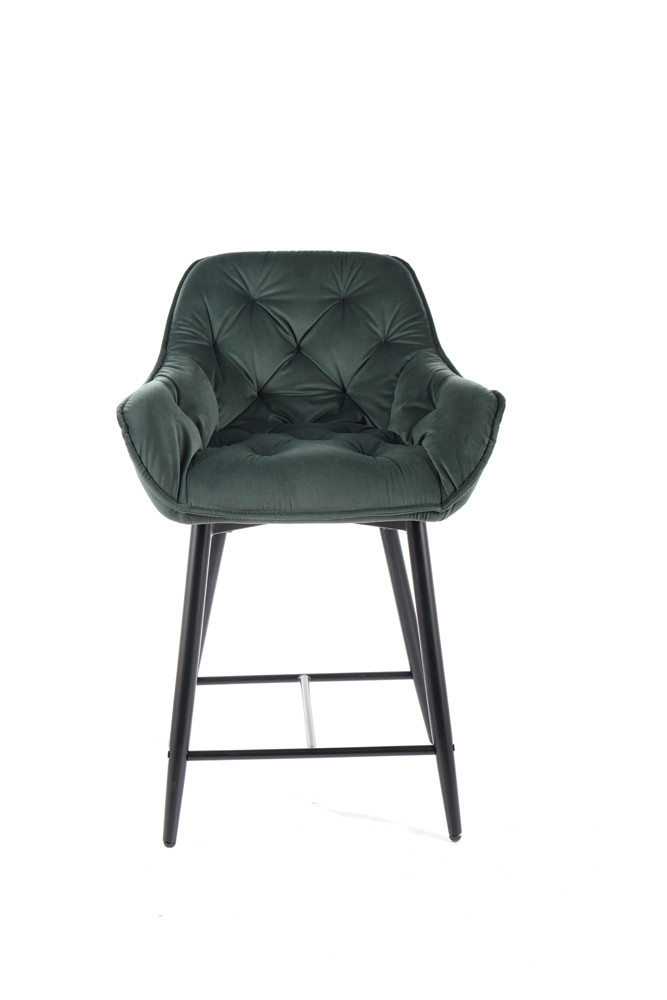 Židle barová černá CHERRY H-2 VELVET - zobrazení 360