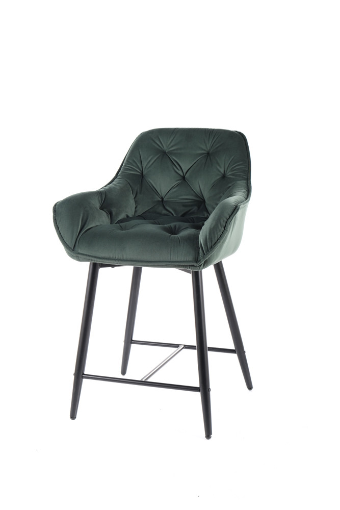 Židle barová černá CHERRY H-2 VELVET - zobrazení 360