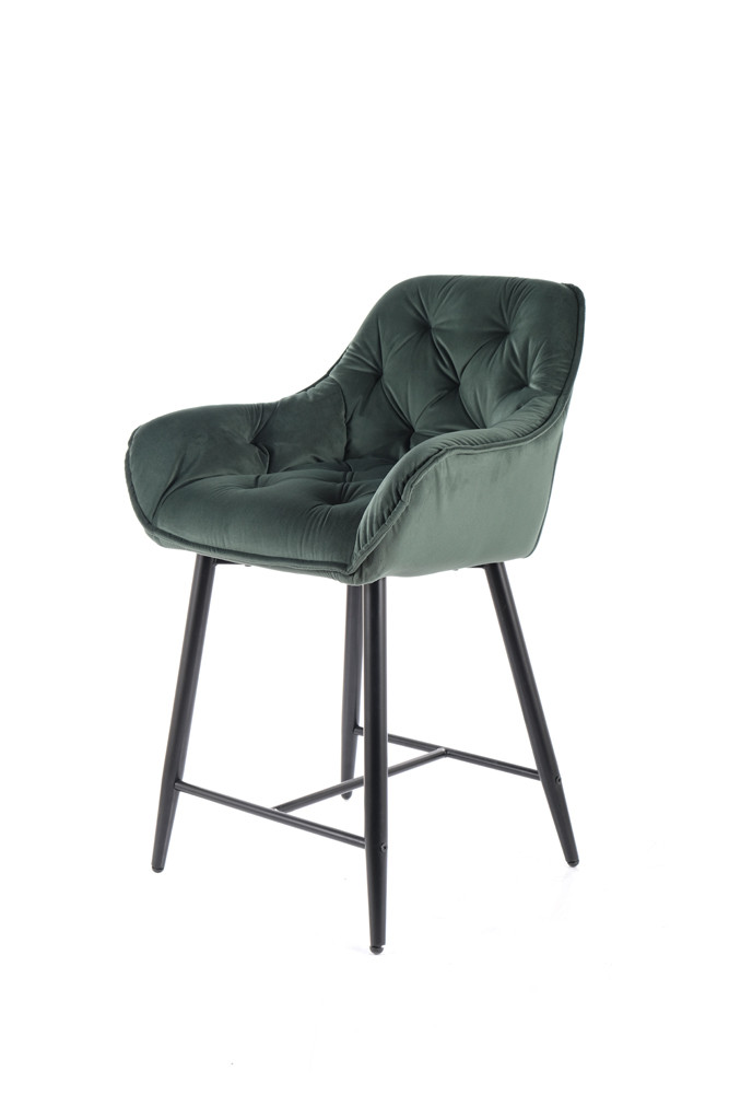 Židle barová černá CHERRY H-2 VELVET - zobrazení 360