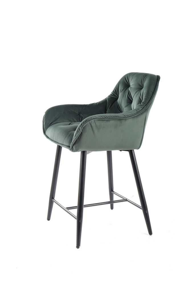 Židle barová černá CHERRY H-2 VELVET - zobrazení 360