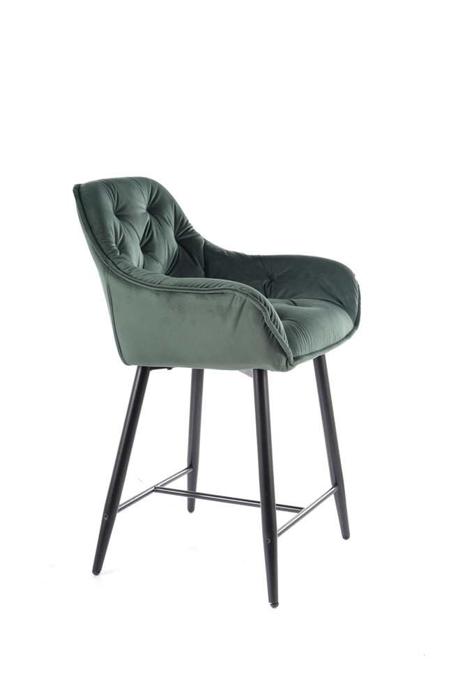 Židle barová černá CHERRY H-2 VELVET - zobrazení 360