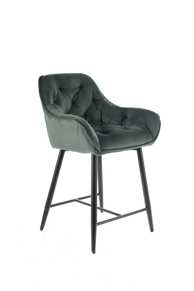 Židle barová černá CHERRY H-2 VELVET - zobrazení 360