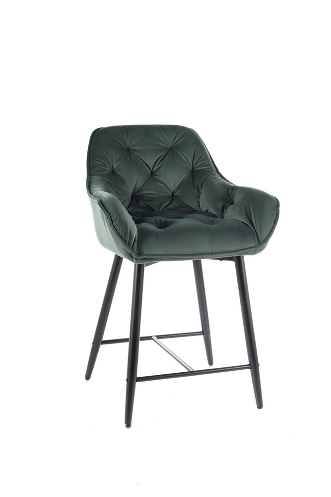 Židle barová černá CHERRY H-2 VELVET - zobrazení 360
