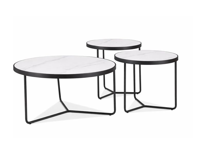 Set konferenčních stolků bílá/černá DEMETER