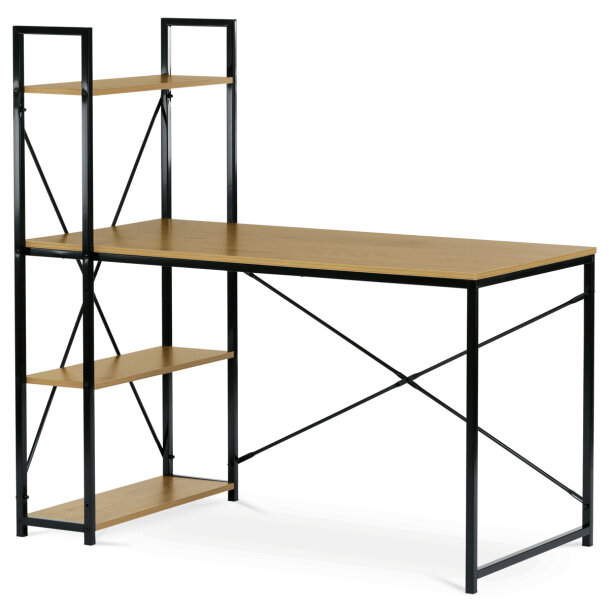 Psací stůl s regálem dub/černá GD-520 OAK