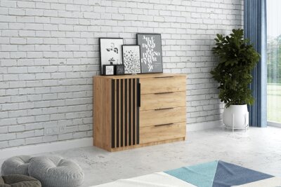 Komoda kombinovaná craft zlatý/černá SORETO II