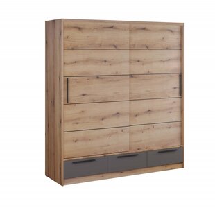 Skříň šatní dub artisan/šedá LARA 150